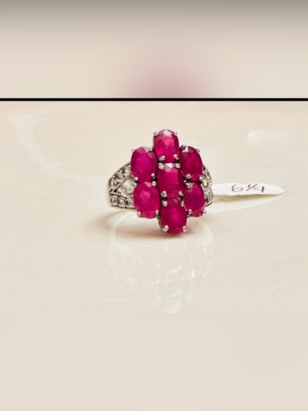 Ruby Cluster Ring*size 6 1/4*925 STS*